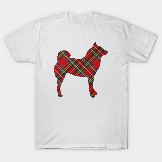 Lilly the Shiba Inu Silhouette - Tartan on White T-Shirt by shibalilly